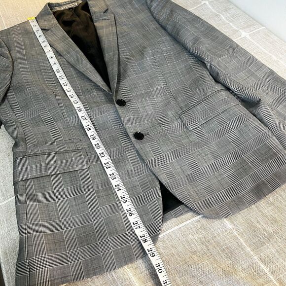 Express Photographer Blazer Black & White Plaid Wool Blend Men’s Fitted 40S - Picture 9 of 12